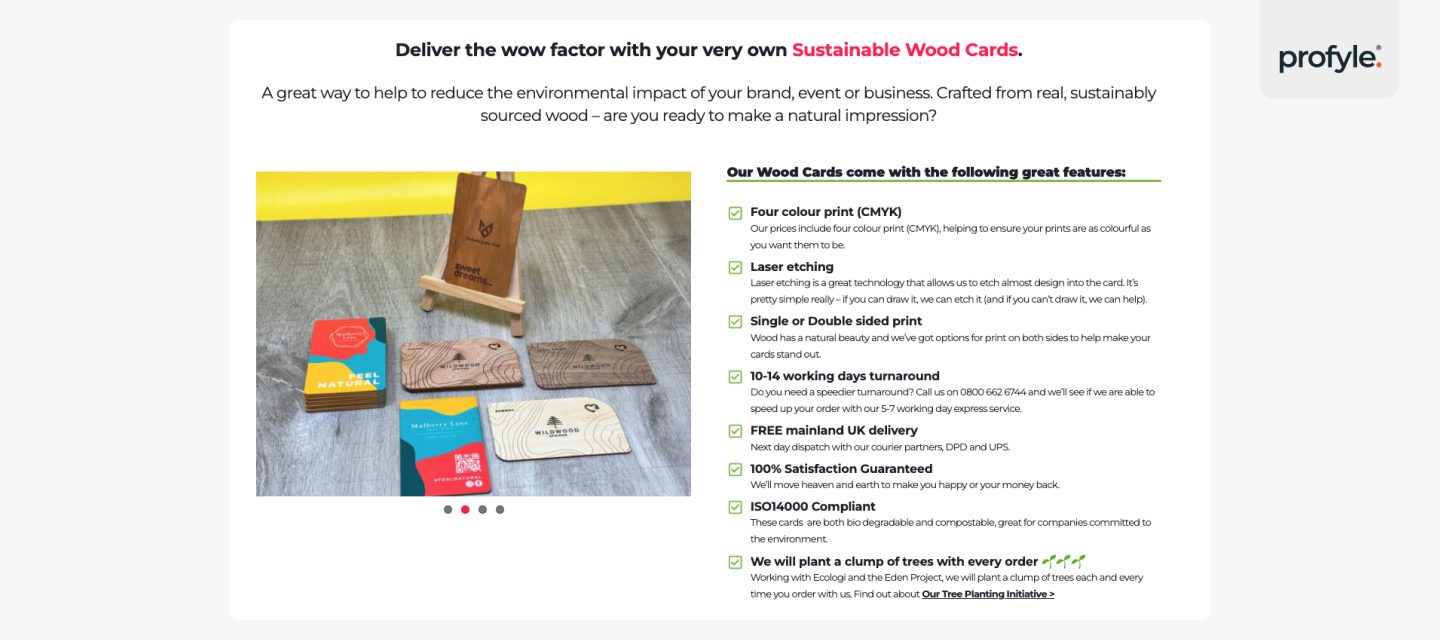 Sustainable wood cards