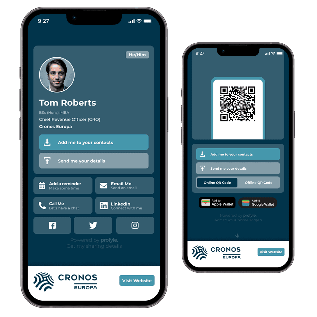 A sample of a virtual digital business card