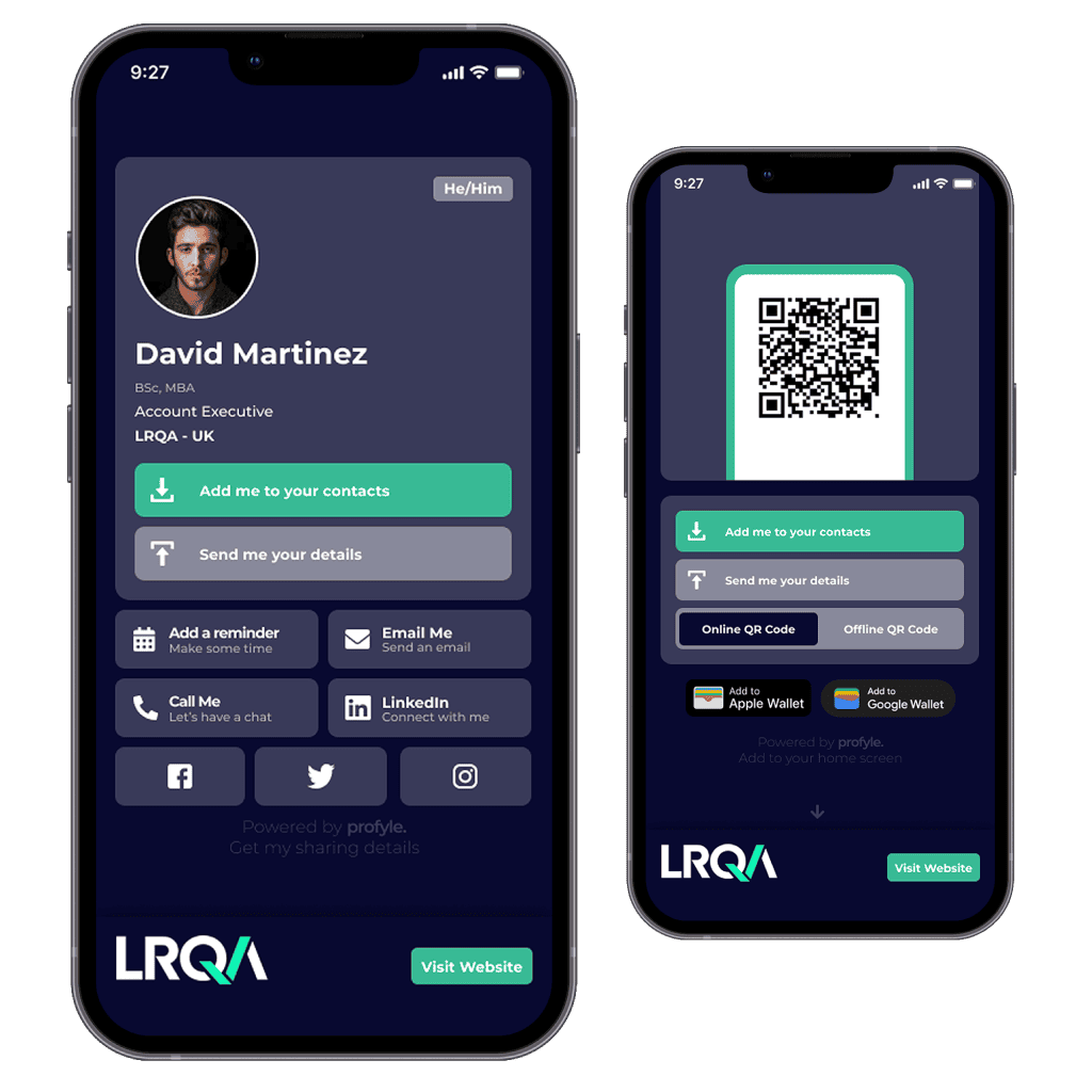 IRQA virtual business card