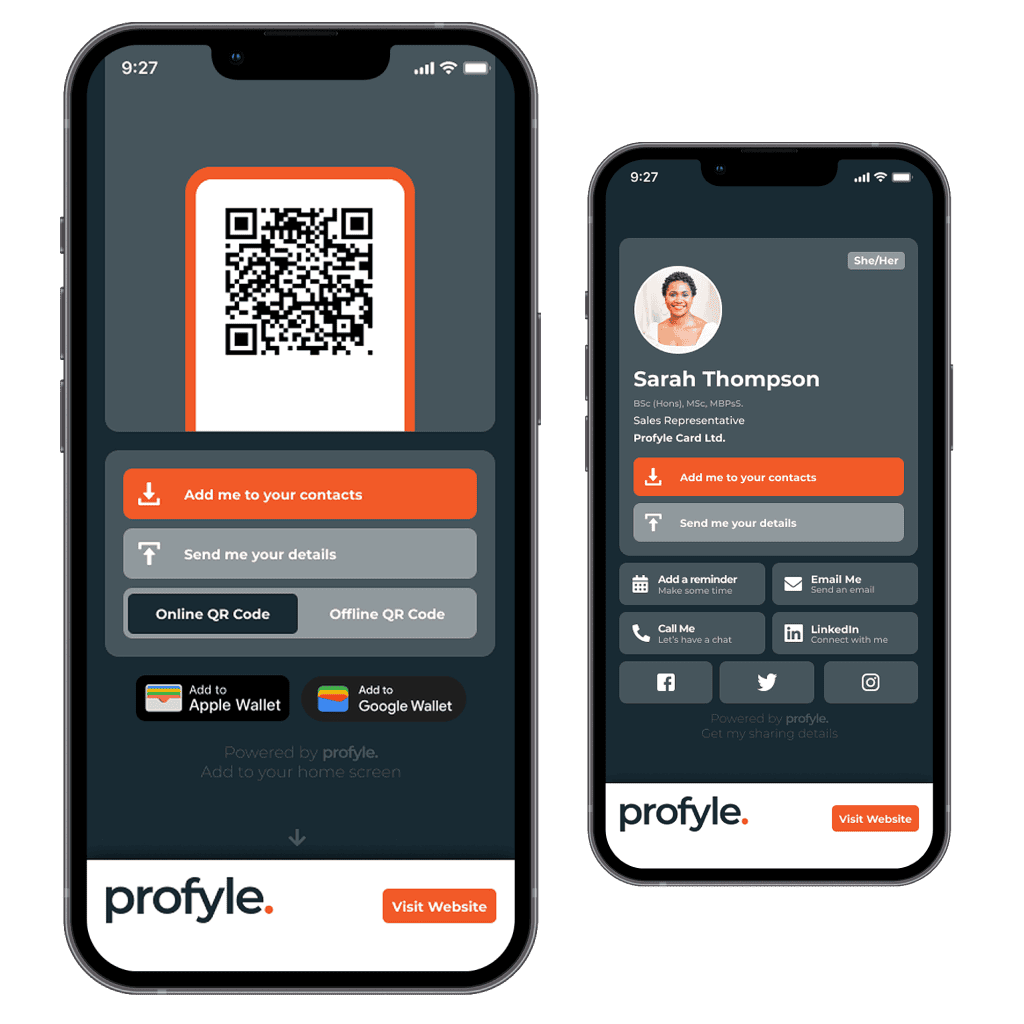 Profyle Digital Business Card example