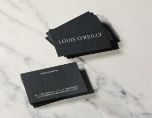 A business card ready to be scanned with an app