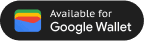 Icon with stacked cards in green, yellow, red, and blue, next to text 'Available for Google Wallet'.