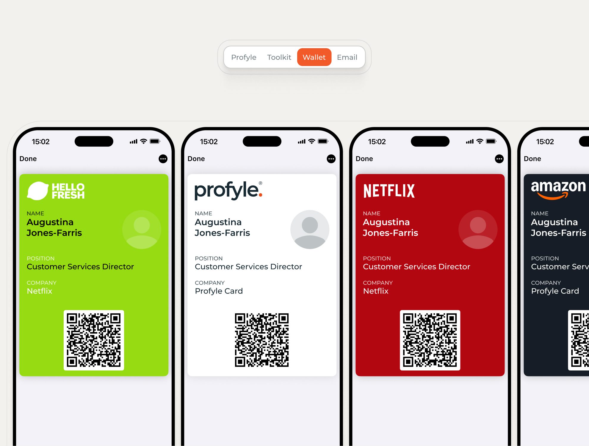 smart business cards from Profyle in an Apple Wallet 